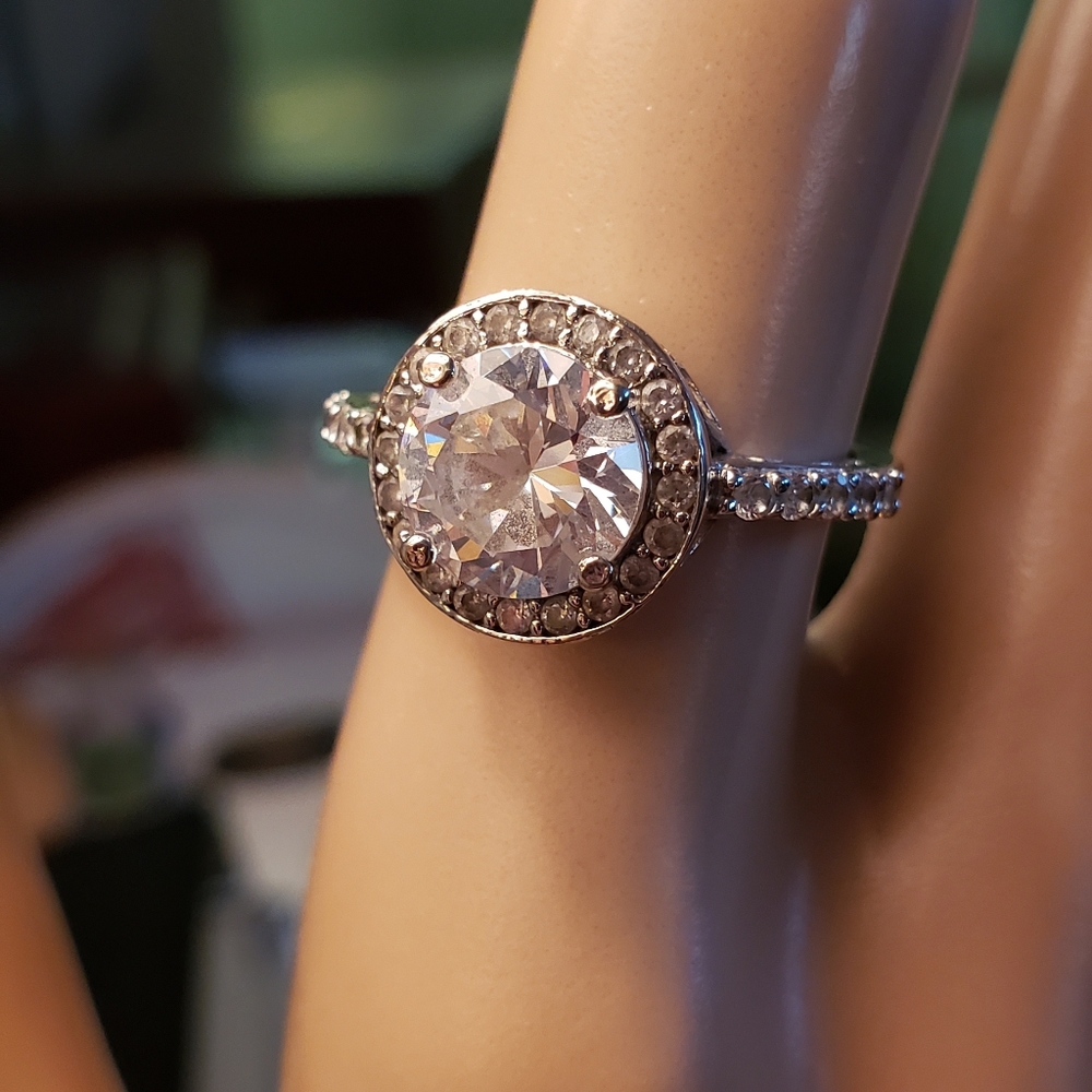 CZ Halo Style Cocktail/Engagement Ring